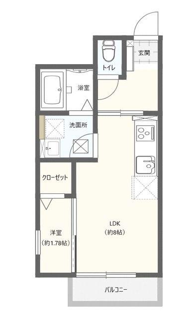 フォレストグレイス小田原S(1LDK/1階)の間取り写真