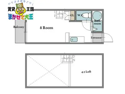 キャッスル上小島(ワンルーム/2階)の間取り写真