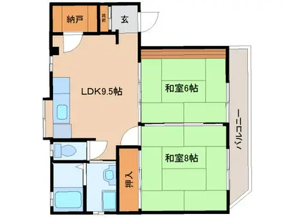 エクセレントセナ(2LDK/1階)の間取り写真