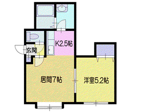 AREX 小樽(1LDK/2階)の間取り写真