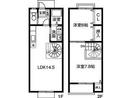 アビタシオン竹の山A・B(2LDK/1階)の間取り写真