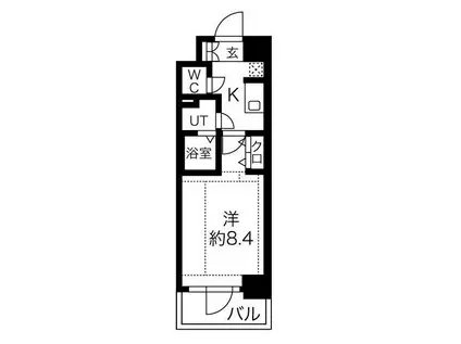 レシオス神戸クラルス(1K/2階)の間取り写真