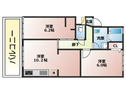 アイワコーポ(2LDK/2階)の間取り写真