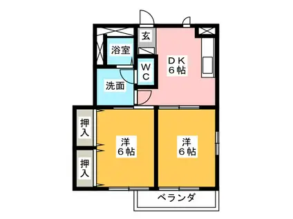 ニューセンチュリースクェアーC棟(2DK/1階)の間取り写真