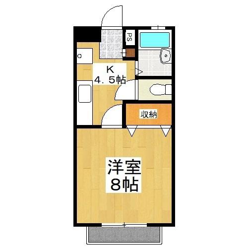 メープル湊A(1K/1階)の間取り写真