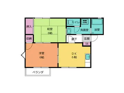 ファミール渋川(2DK/2階)の間取り写真