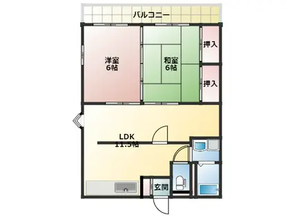 コンフォートシンビュー(2LDK/1階)の間取り写真