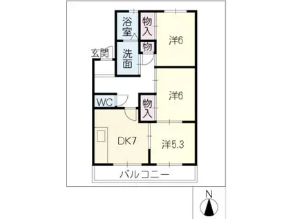 エクセレントSAIKI B(3DK/1階)の間取り写真