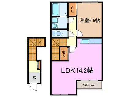 ファンタジアIII(1LDK/2階)の間取り写真