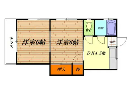 ホワイトハイツ(2DK/1階)の間取り写真