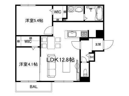 ブランシャール西線11条HD(2LDK/4階)の間取り写真