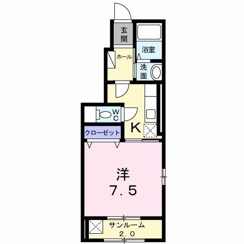カーサ エヌ(1K/1階)の間取り写真