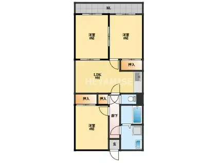 ノーブルマンション(3DK/3階)の間取り写真