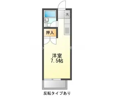 プリンスヒルB(ワンルーム/2階)の間取り写真