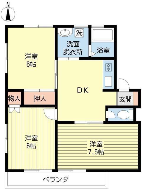 ハイツヤマダ(3DK/1階)の間取り写真