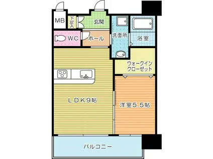 AXIO KOKURA(1LDK/2階)の間取り写真