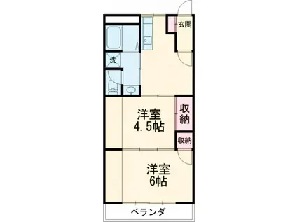 ライフステージ広瀬 京田I(2DK/2階)の間取り写真