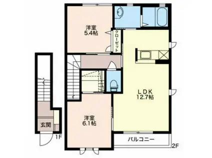 シャーメゾン戸出II(2LDK/2階)の間取り写真