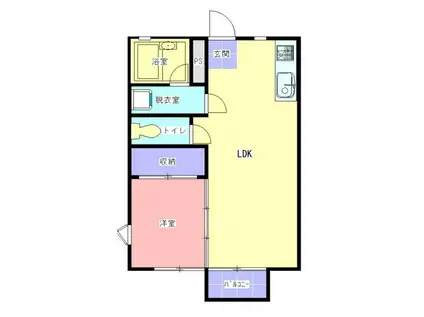 ベルハウスクワナB棟(1LDK/1階)の間取り写真