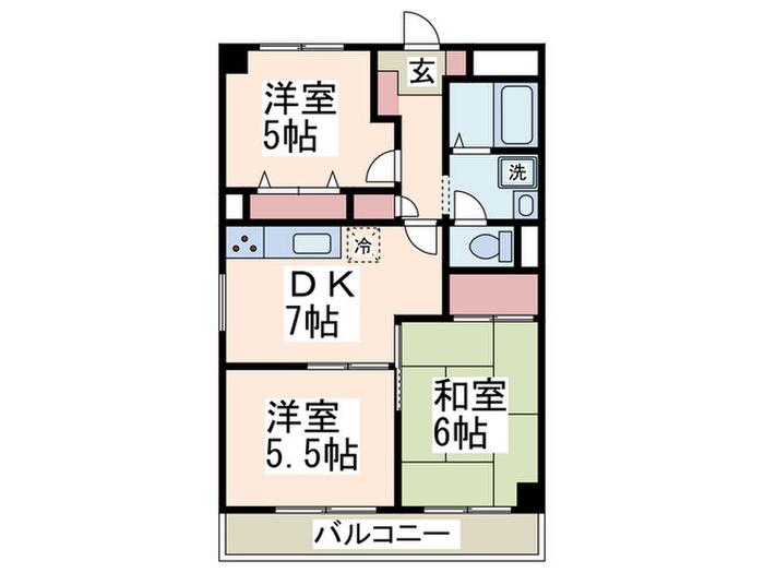 ルミエール藤が丘(3DK/3階)の間取り写真