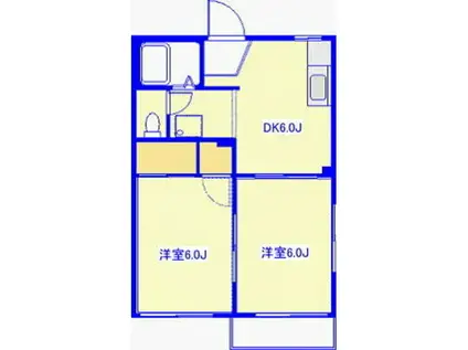 フォーブルベルシャトー B(2DK/2階)の間取り写真