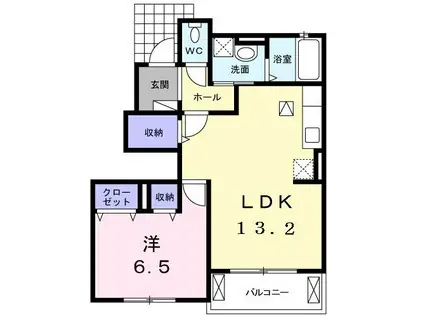 アクティフ ジェルメIII(1LDK/1階)の間取り写真