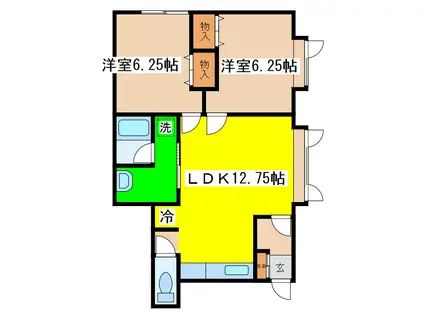 ジャガイモハイツ(2LDK/1階)の間取り写真