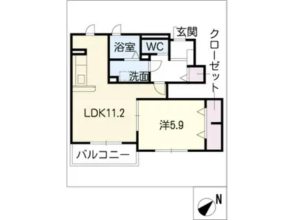 サンビタリア(1LDK/1階)の間取り写真