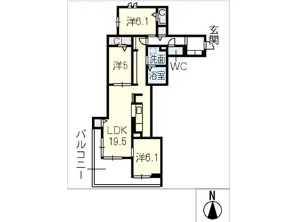 カサブランカ(3LDK/2階)の間取り写真