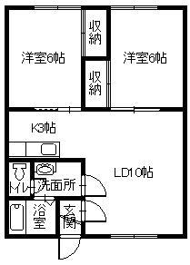 エステイツ豊岡154(2LDK/2階)の間取り写真