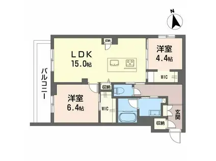 リバーサイドクレド(2LDK/2階)の間取り写真