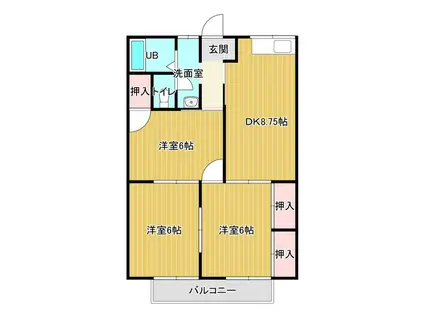 コーポ沖代(3DK/2階)の間取り写真