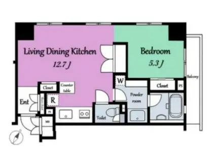 ヴェルレージュ乃木坂(1LDK/7階)の間取り写真