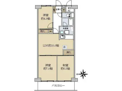 ハイラーク千葉(3LDK/11階)の間取り写真