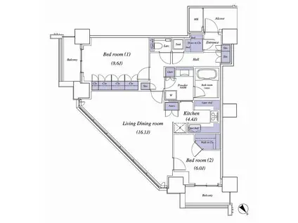 BEACON TOWER RESIDENCE(2LDK/31階)の間取り写真