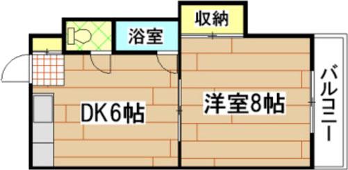 二反田ビル(1DK/1階)の間取り写真