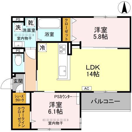 D-RESIDENCE高槻市下田部B(2LDK/3階)の間取り写真