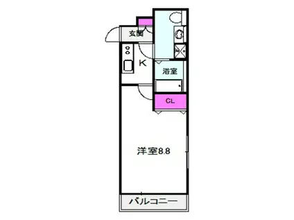 カーサクレスト清水I(1K/2階)の間取り写真