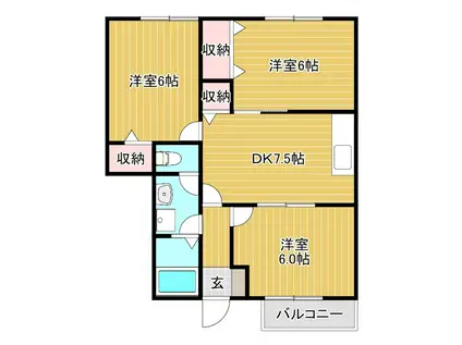 ソフィアI(3DK/1階)の間取り写真