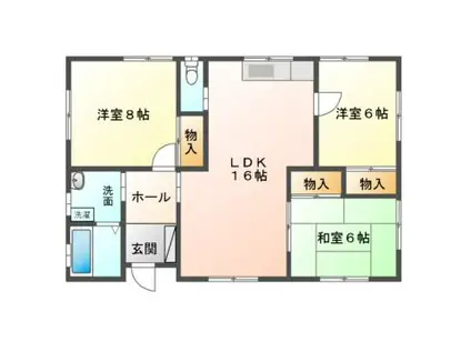 ディモア多賀台6号棟(3LDK/1階)の間取り写真