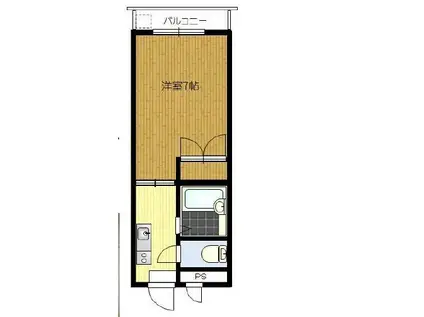 パインハイツ桜井(1DK/3階)の間取り写真