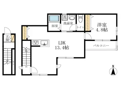 シャルマン(1LDK/2階)の間取り写真