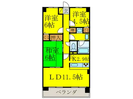 光明池西アーバンコンフォート(3LDK/8階)の間取り写真