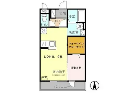 トレビナ与野本町(1LDK/3階)の間取り写真