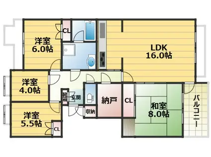 ファミーユ御影城ノ前(4SLDK/3階)の間取り写真