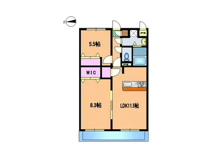 リュミエール上里(2LDK/3階)の間取り写真