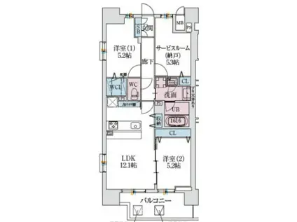 スプランディッドXI(2SLDK/6階)の間取り写真