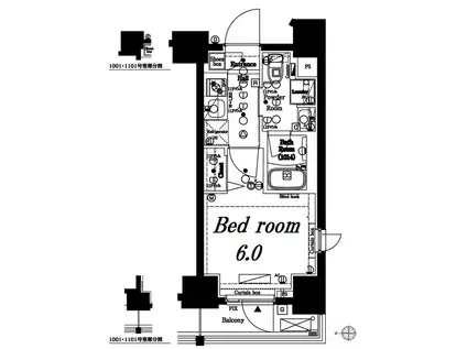 アクサス旗の台(1K/6階)の間取り写真