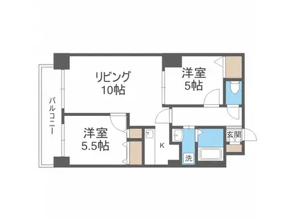 ティアラ福住第I (2LDK/3階)の間取り写真