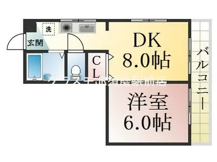 福田ハウス(1DK/4階)の間取り写真